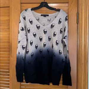 Skull Cashmere V-Neck Sweater with Ombré Skulls